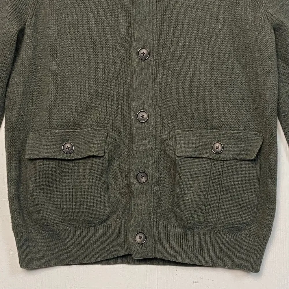 Banana Republic Men's Half Milano Ivy Green Sweater Jacket Size Medium